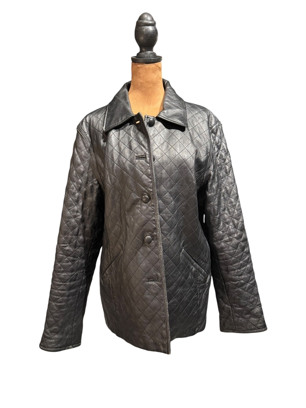 Siena Quilted Black Leather Jacket